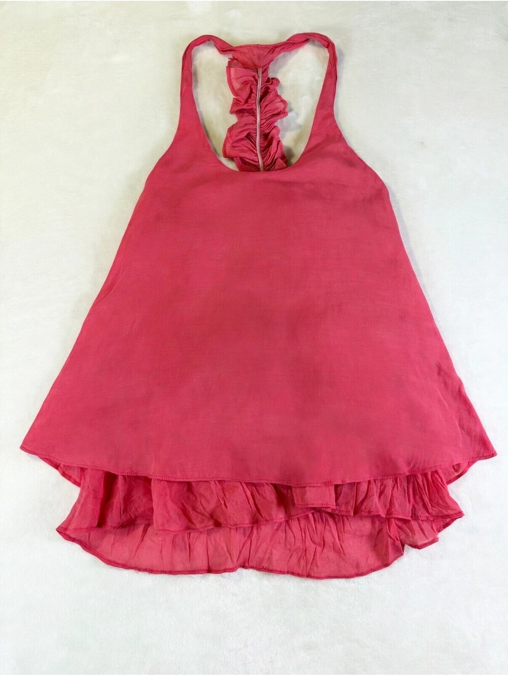 Deb Womens S Coral Pink Sleeveless Ruffled Tank Top